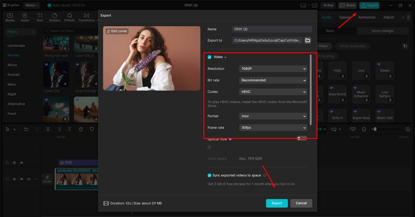 Videó exportálása