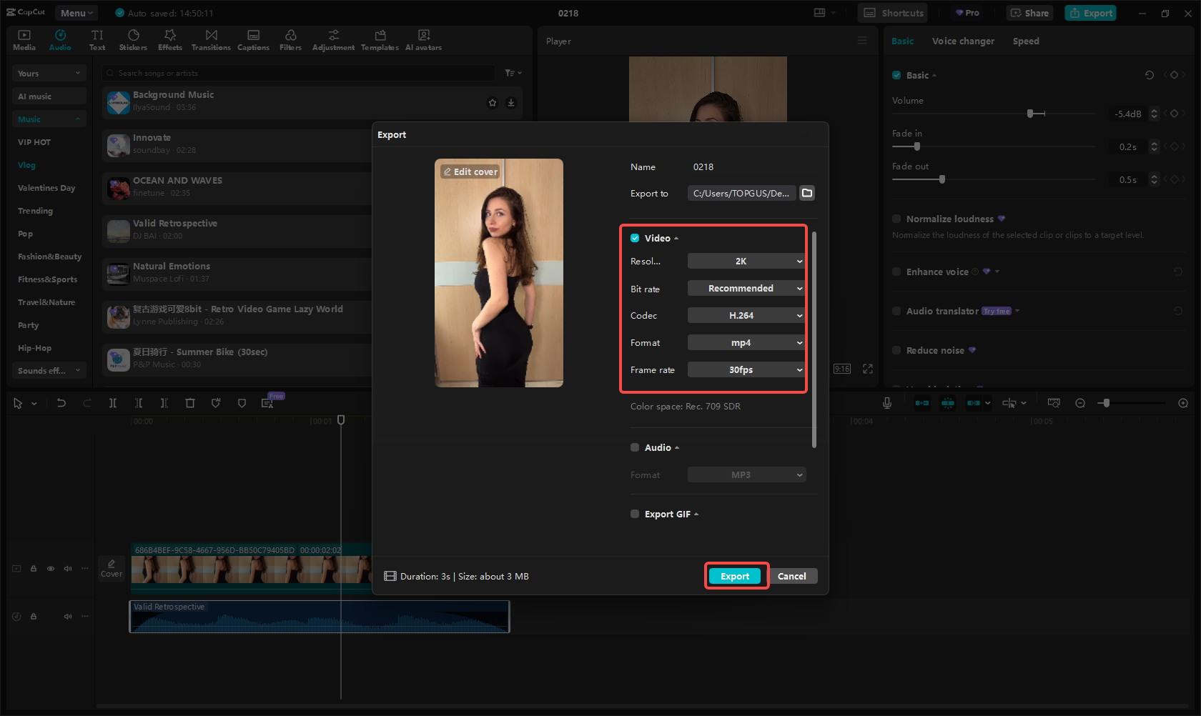 Export the Reel