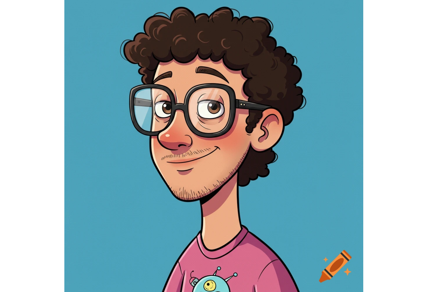 Cartoon profile with smooth color blending and soft gradients