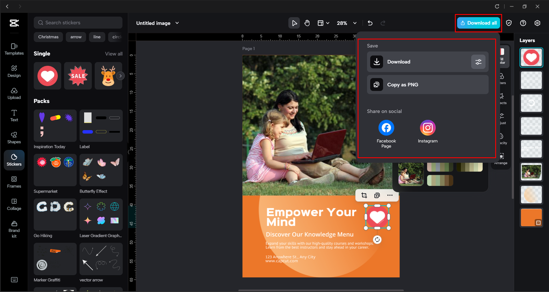 Exporting a poster from the CapCut desktop video editor