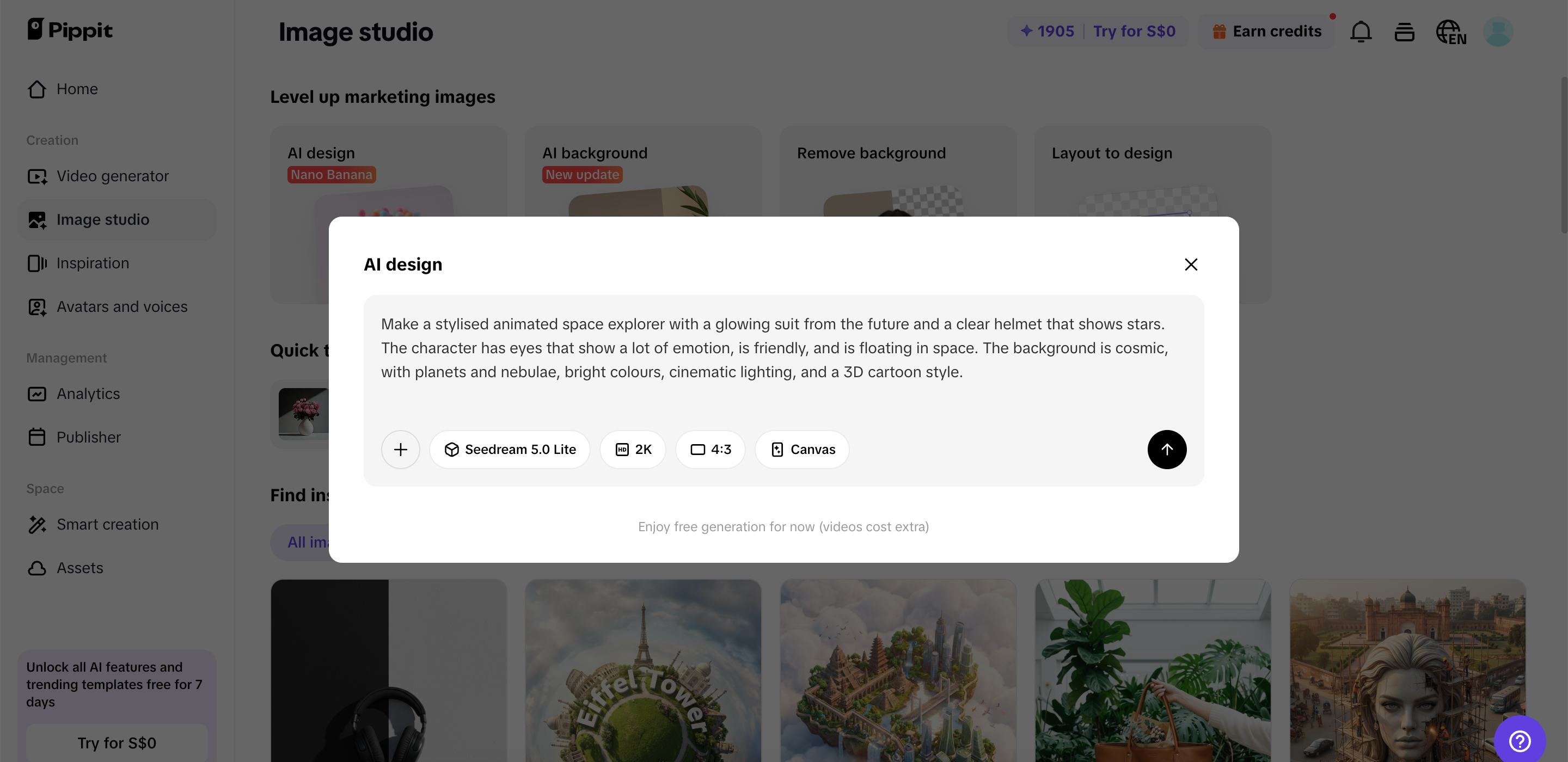 Rédigez une invite et sélectionnez un modèle