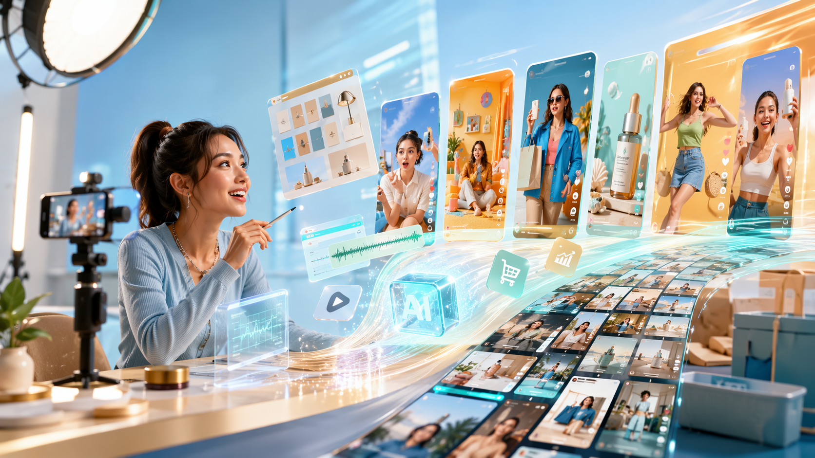 TikTok Shop AI Video Ads premium AI social video workflow visual for Pippit creators
