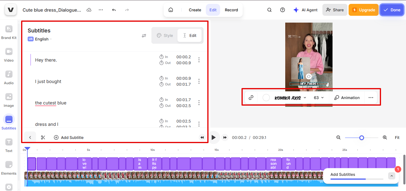 VEED.io subtitle translator