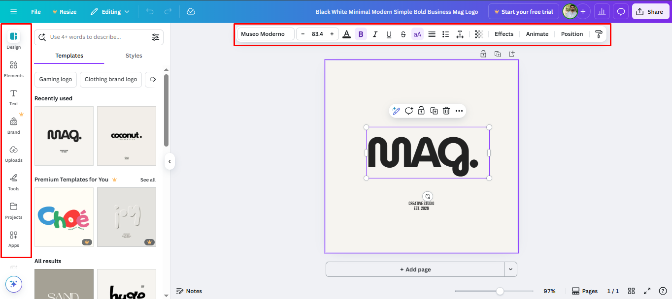 Image showing how to personalise the logo design