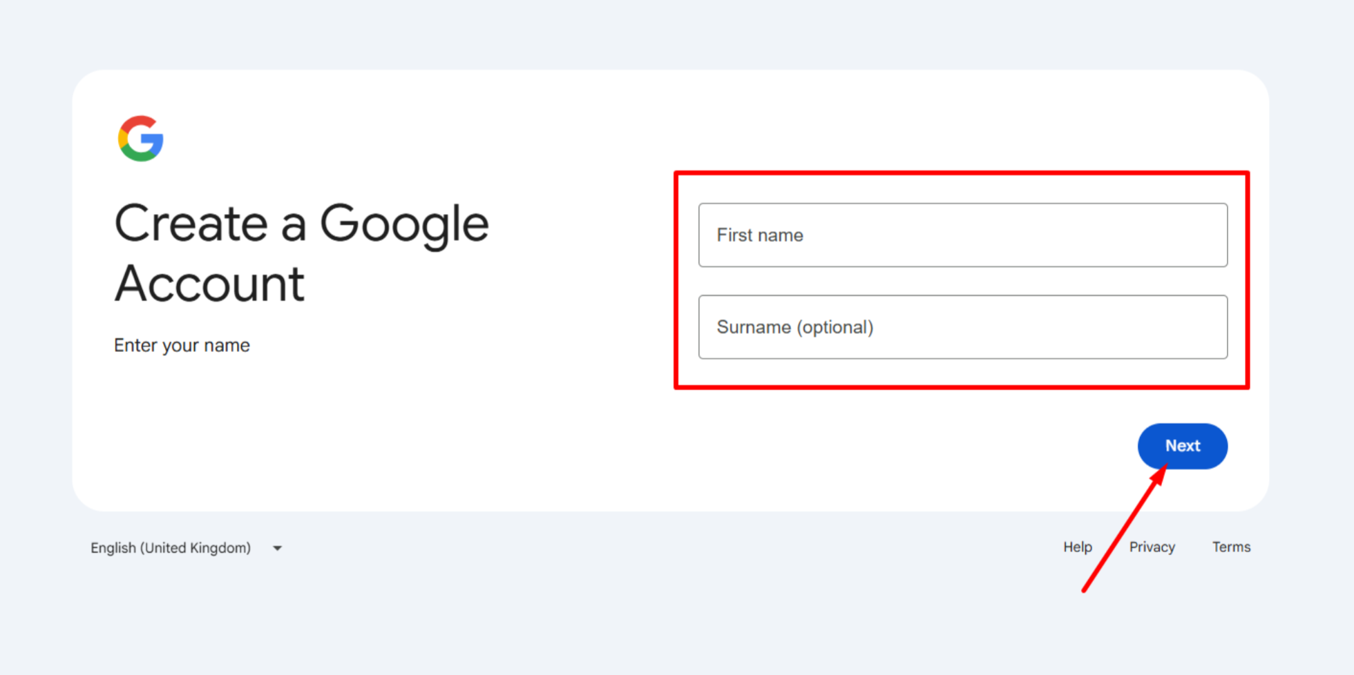 Googleアカウントの作成