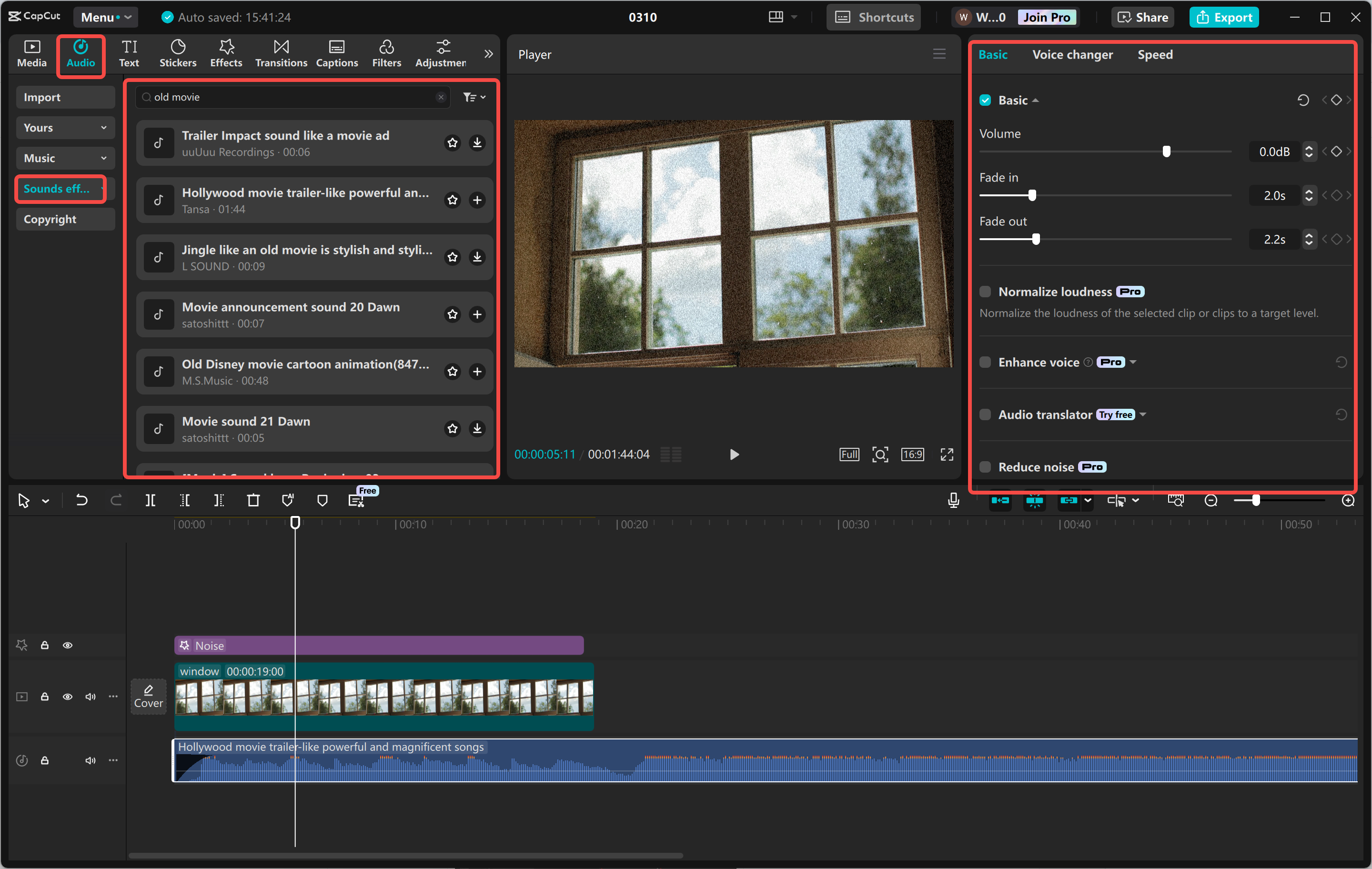 Adding and adjusting the sound effects in the CapCut desktop video editor
