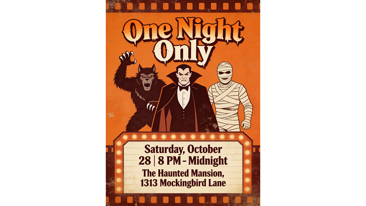 레트로 공포 영화 포스터 초대