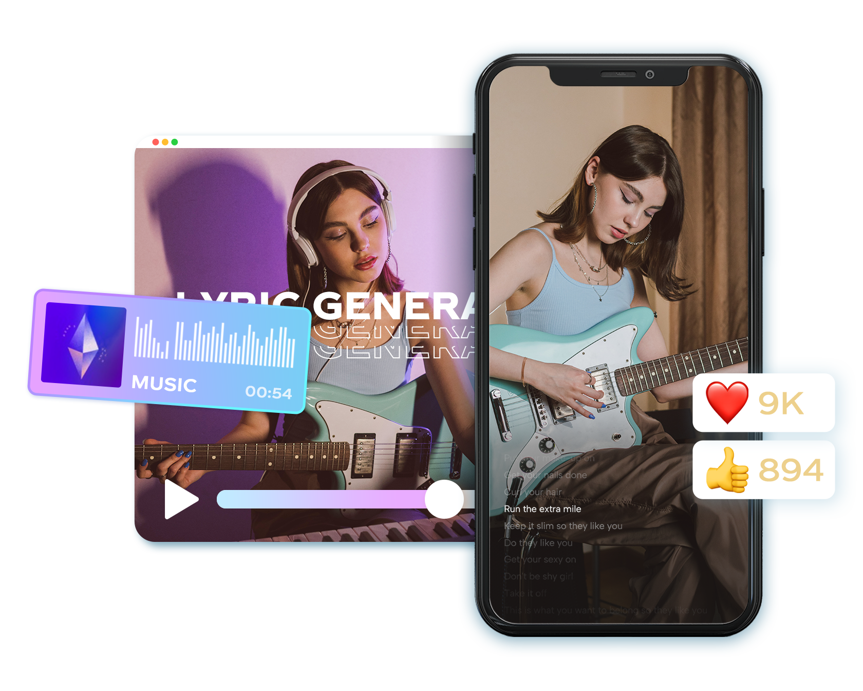 Lyric Video Maker с персонализированным текстом