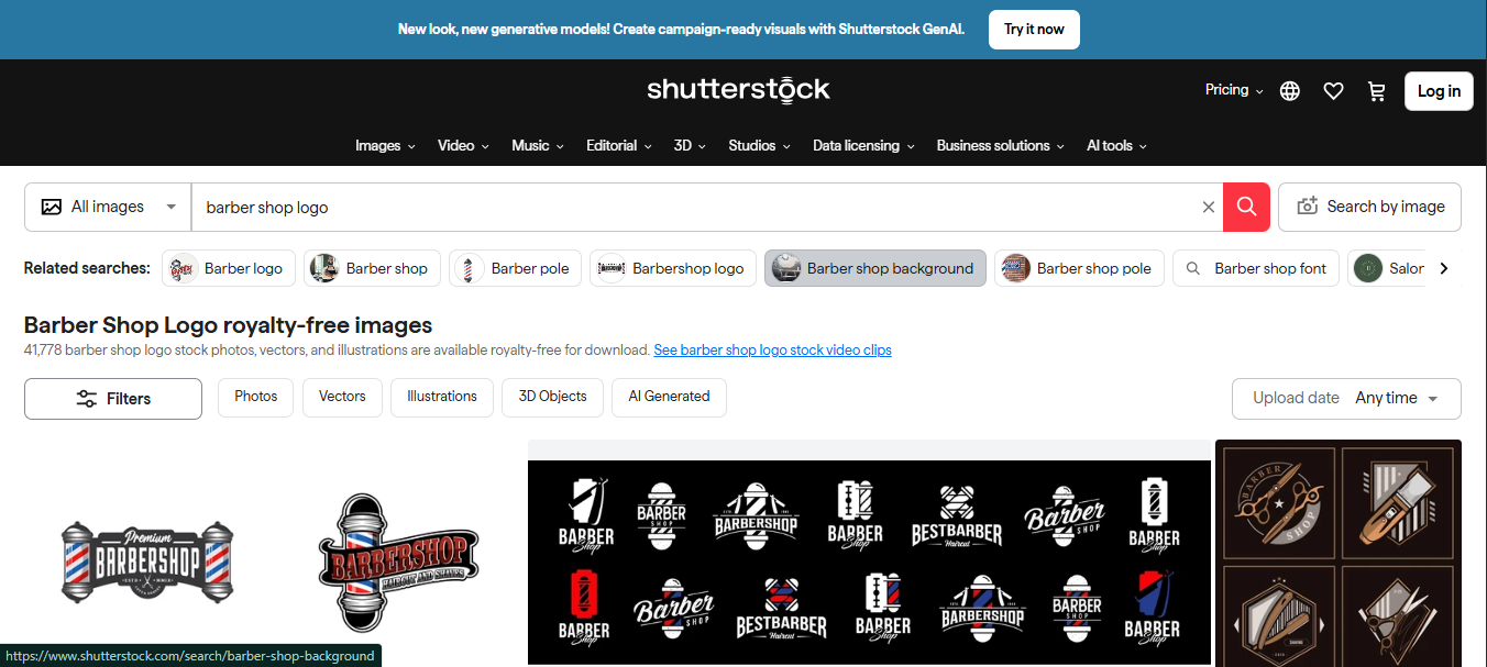 Shutterstock - a reliable option for designing free logos for a barber shop