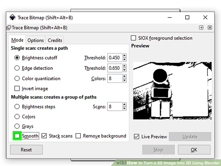 Opsi Trace Bitmap di Inkscape