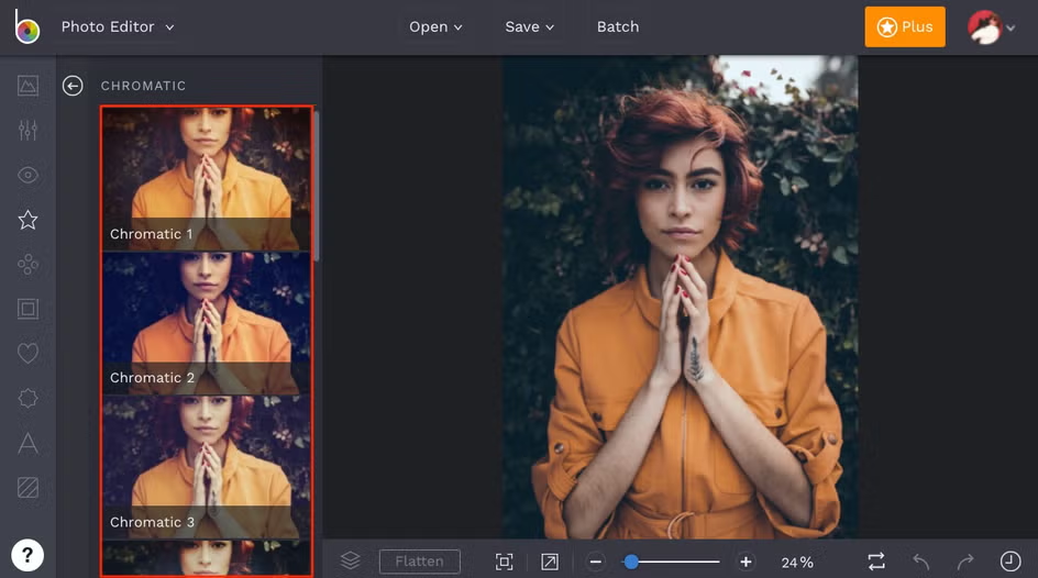 Interface of BeFunky - a tool with diverse free photo filters