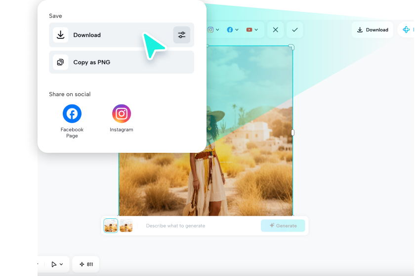 Exporting the photo from CapCut AI photo editing software 