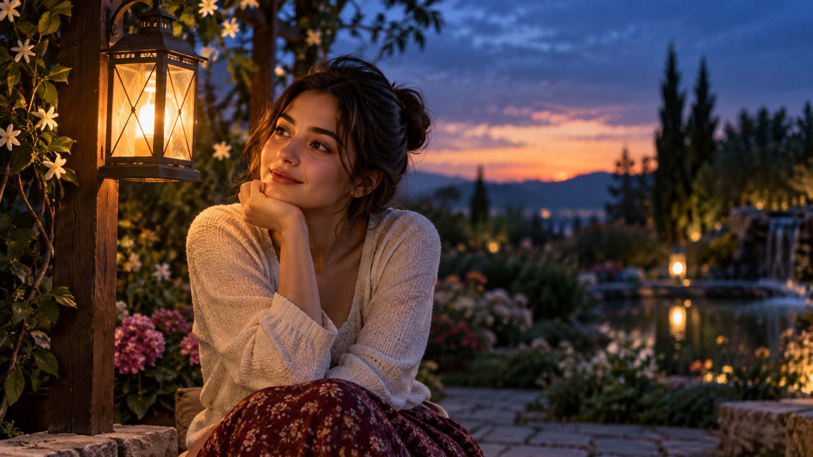 Evening Lantern Portrait example for alfaaz ai photo editing prompt
