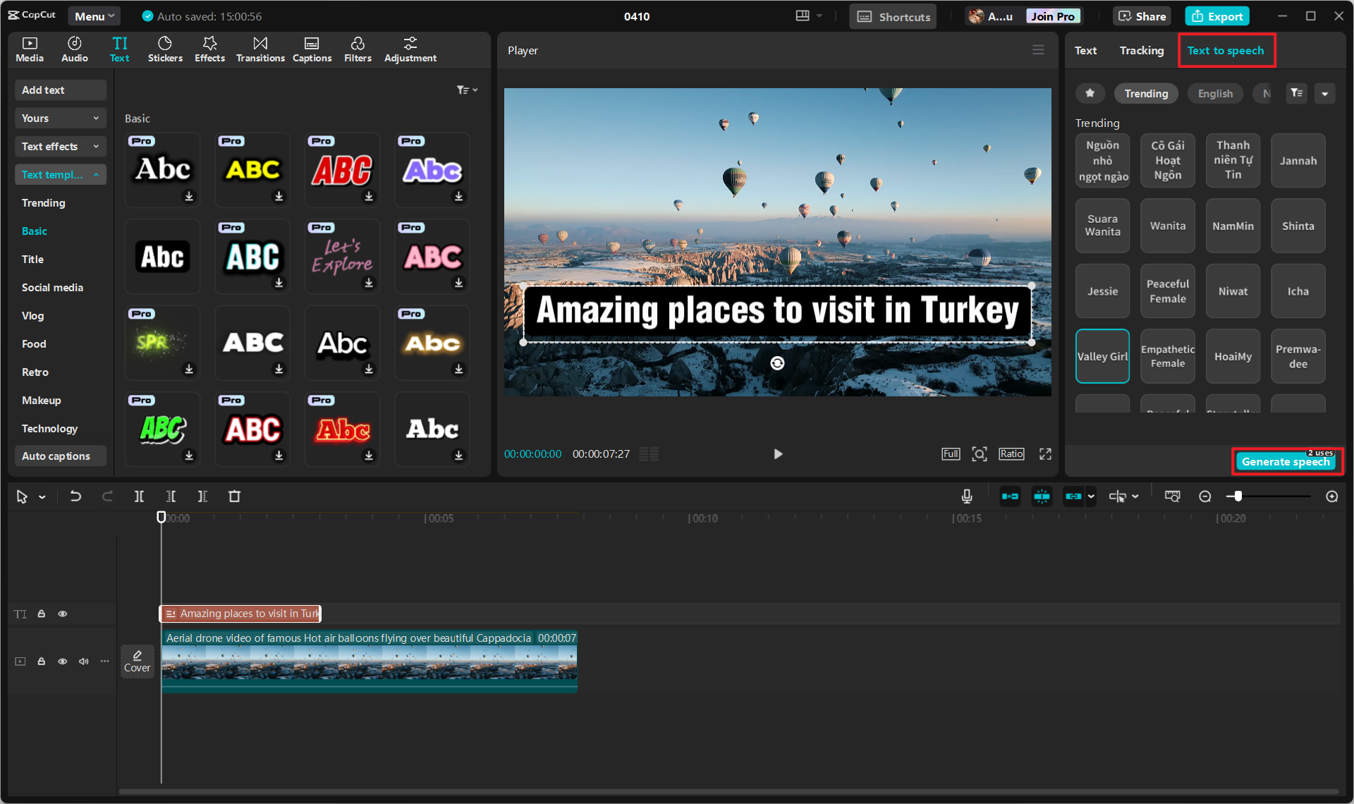 Generovat text na řeč
