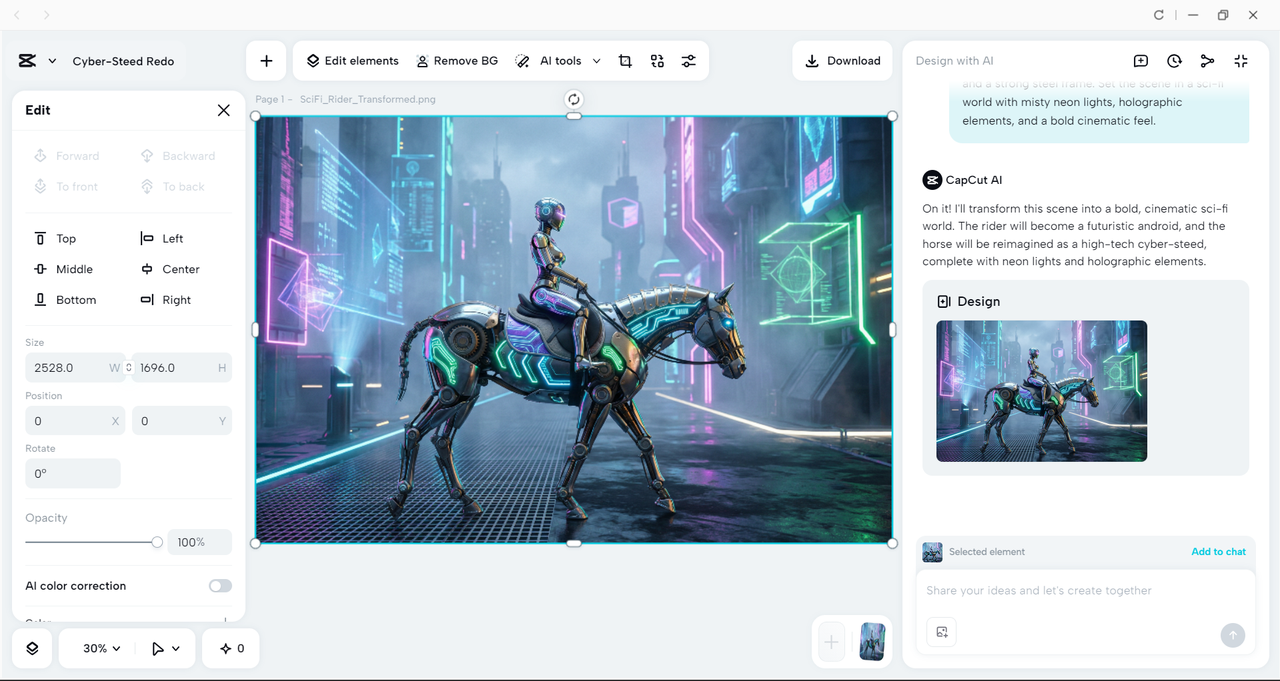 Interface of the CapCut desktop video editor - one of the best alternatives to Lightroom