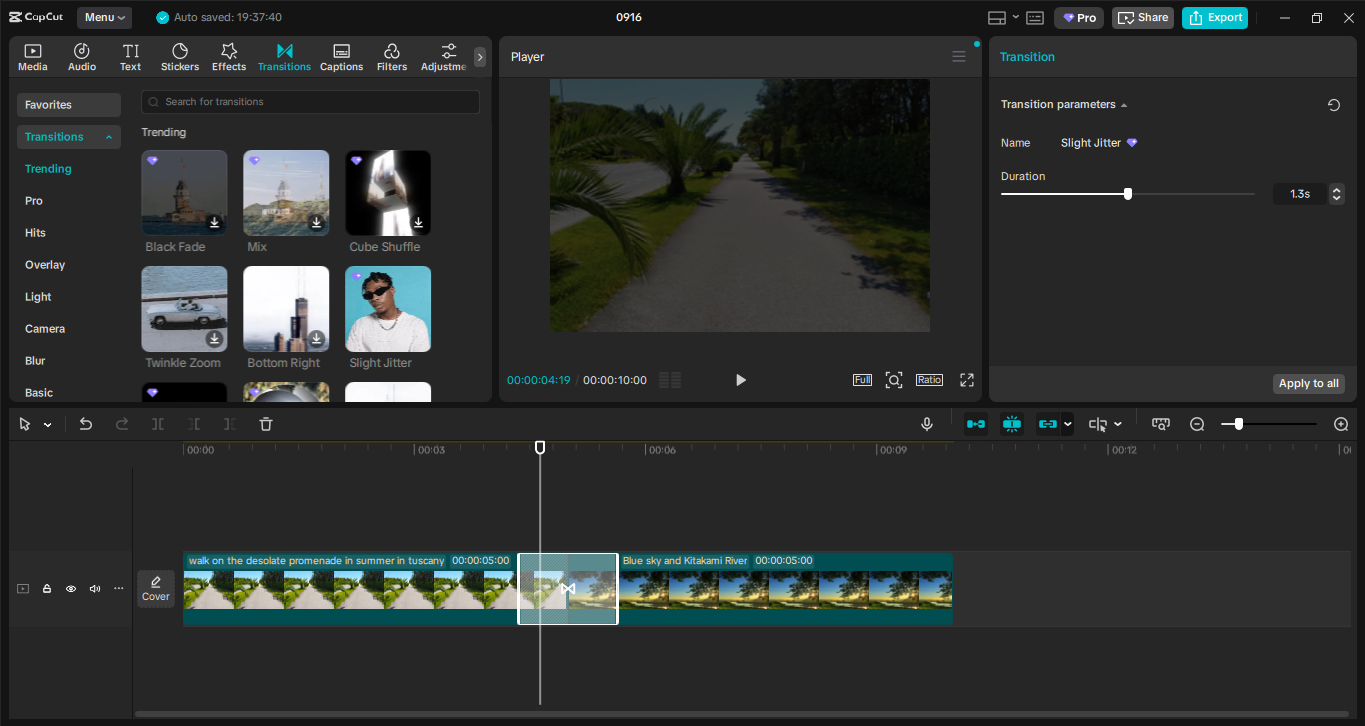 Editing interface of CapCut desktop video editor - the best alternative to Kdenlive video editor
