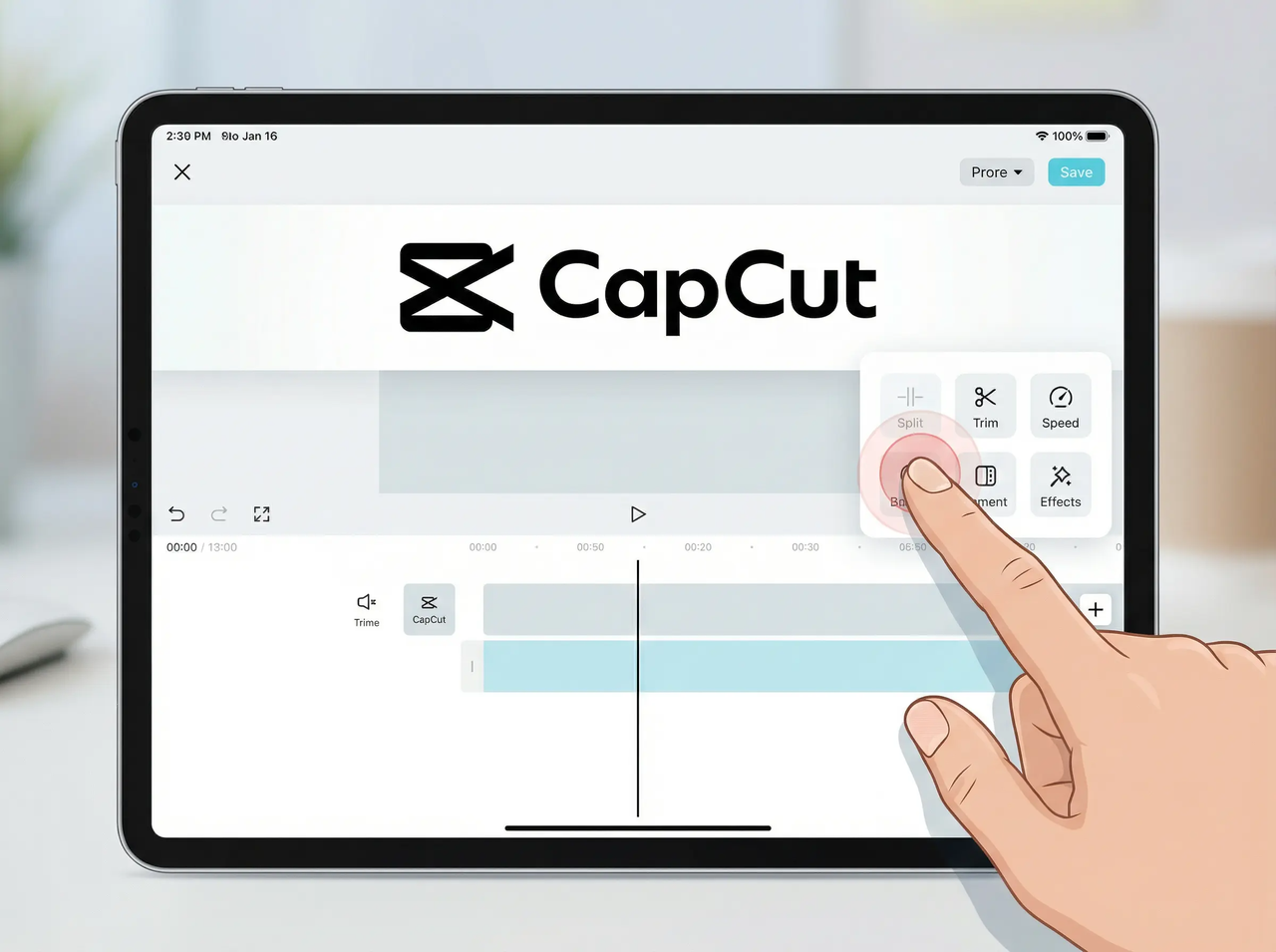 Не удалось выбрать функции на CapCut для iPad