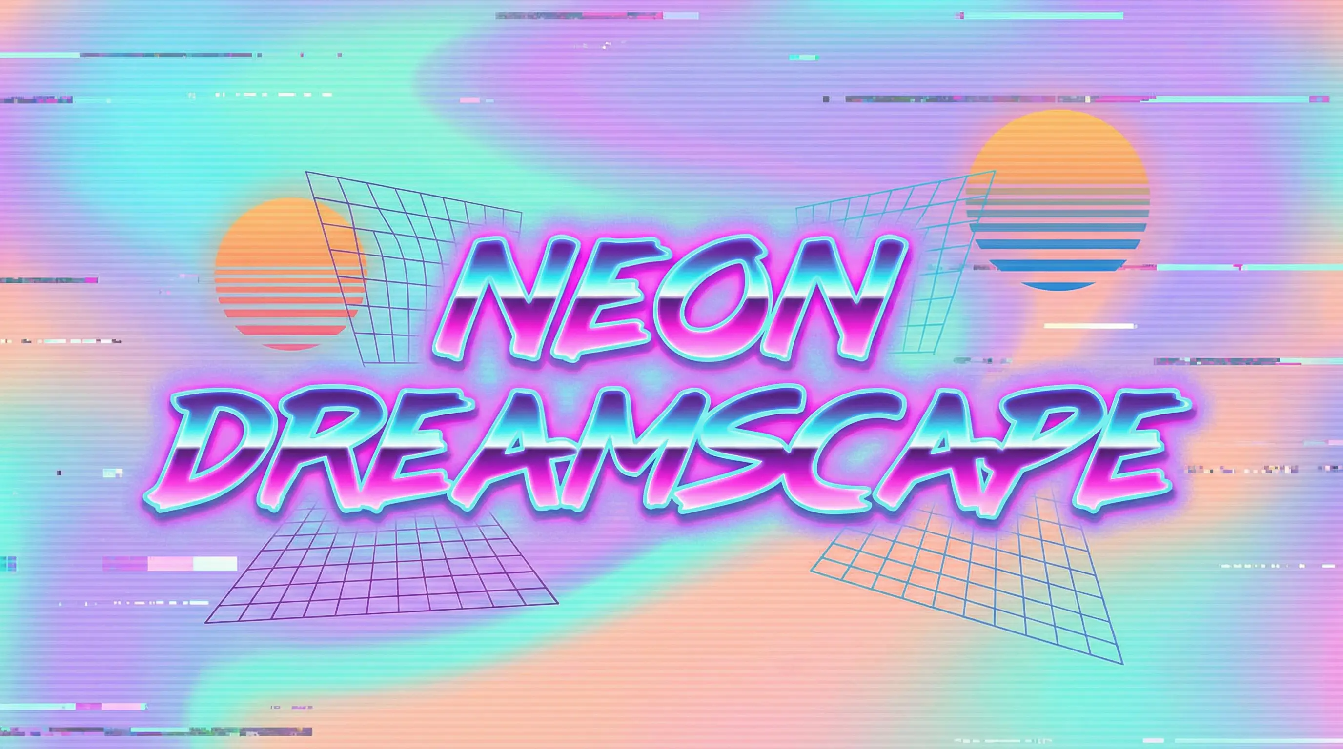 Texto neon em negrito no estilo vaporwave
