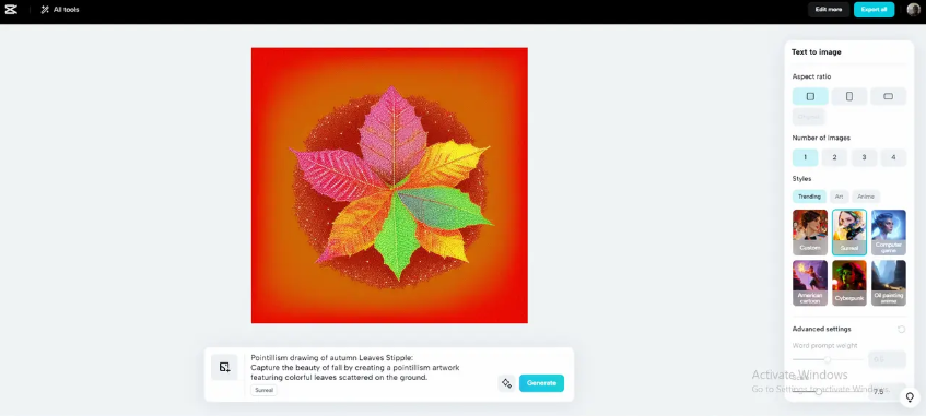 Vibrant pointillistic drawing of autumn leaves stipple