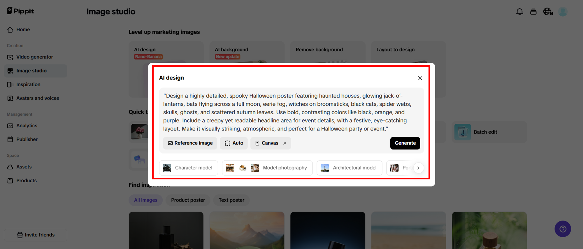 Enter prompts and generate