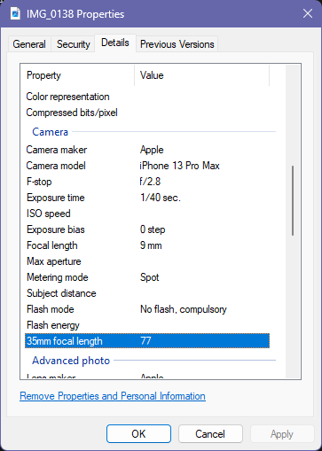 Properties on Windows