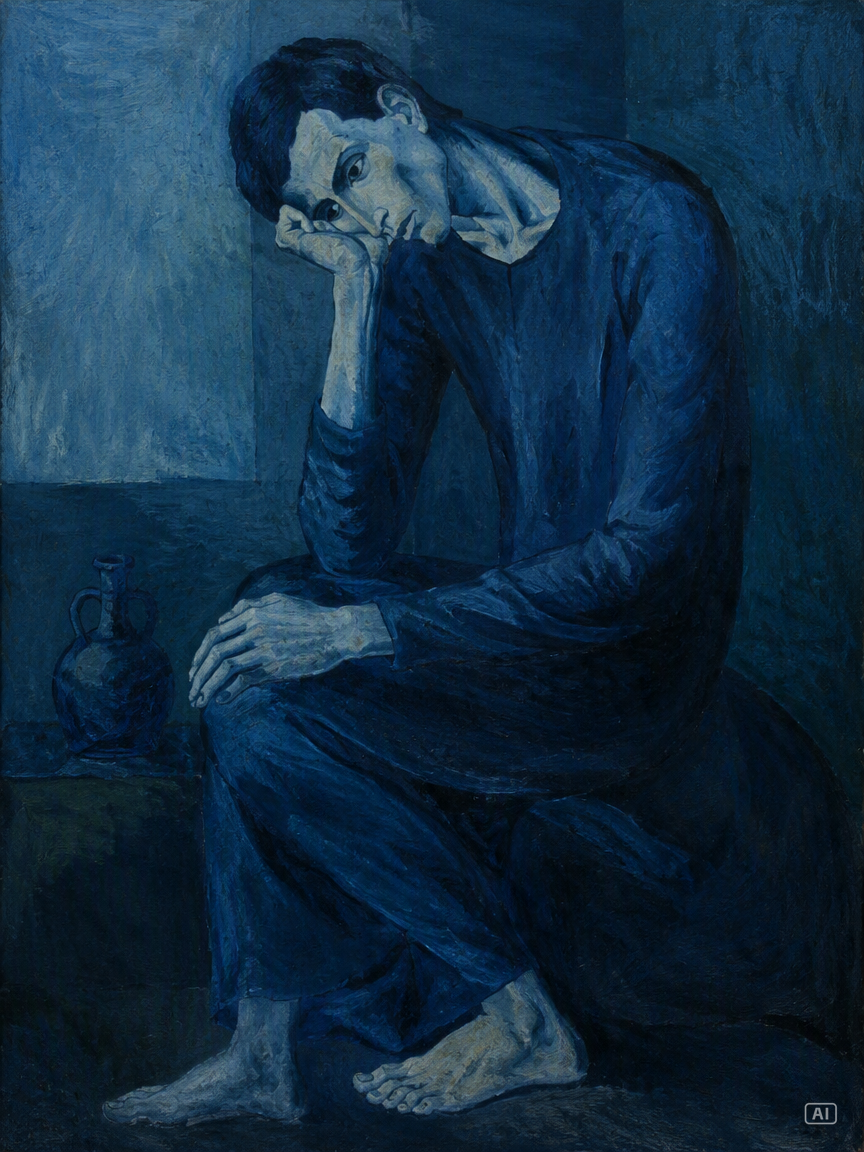 Picasso-style Blue Period image generated by Pippit