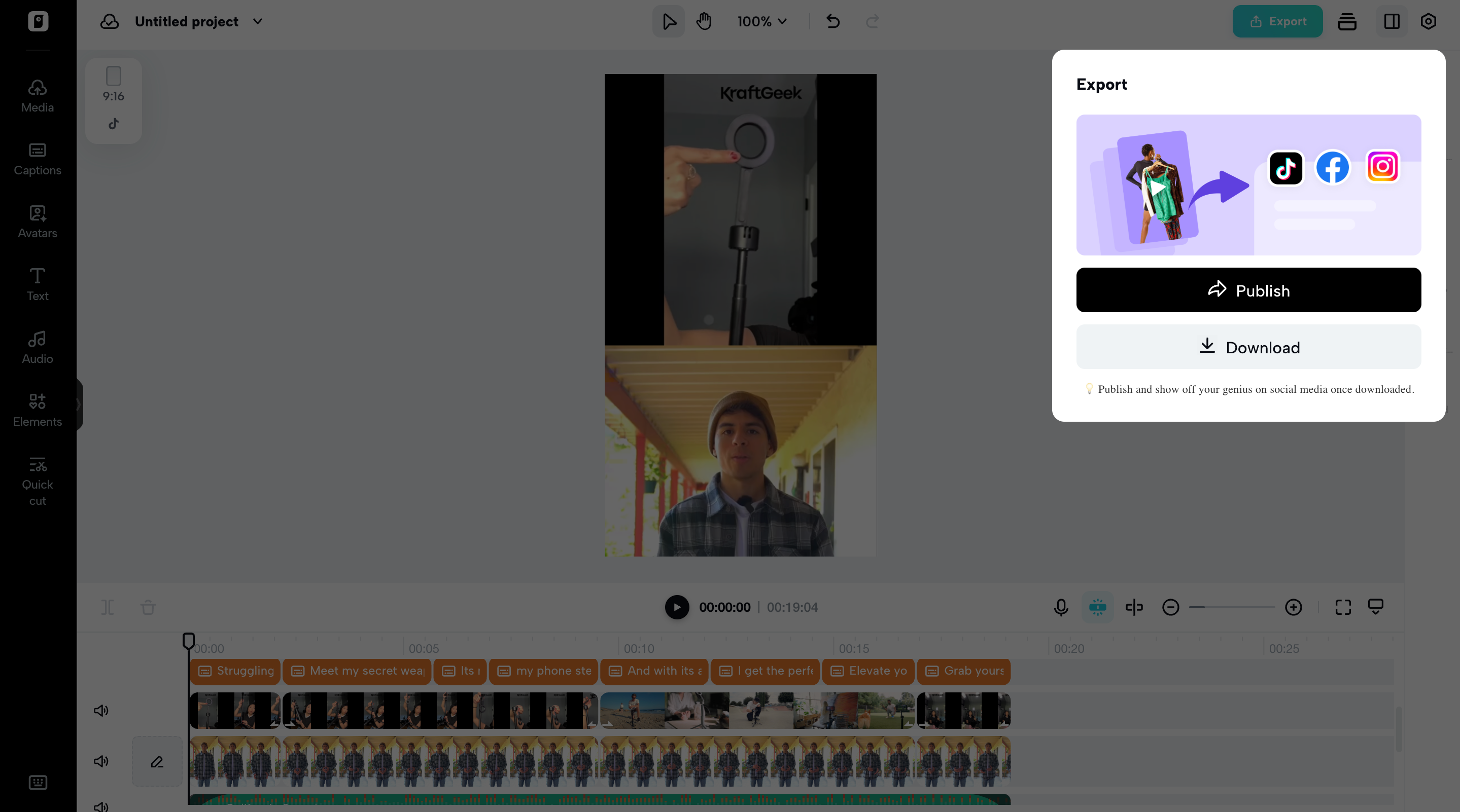 Export videos from Pippit