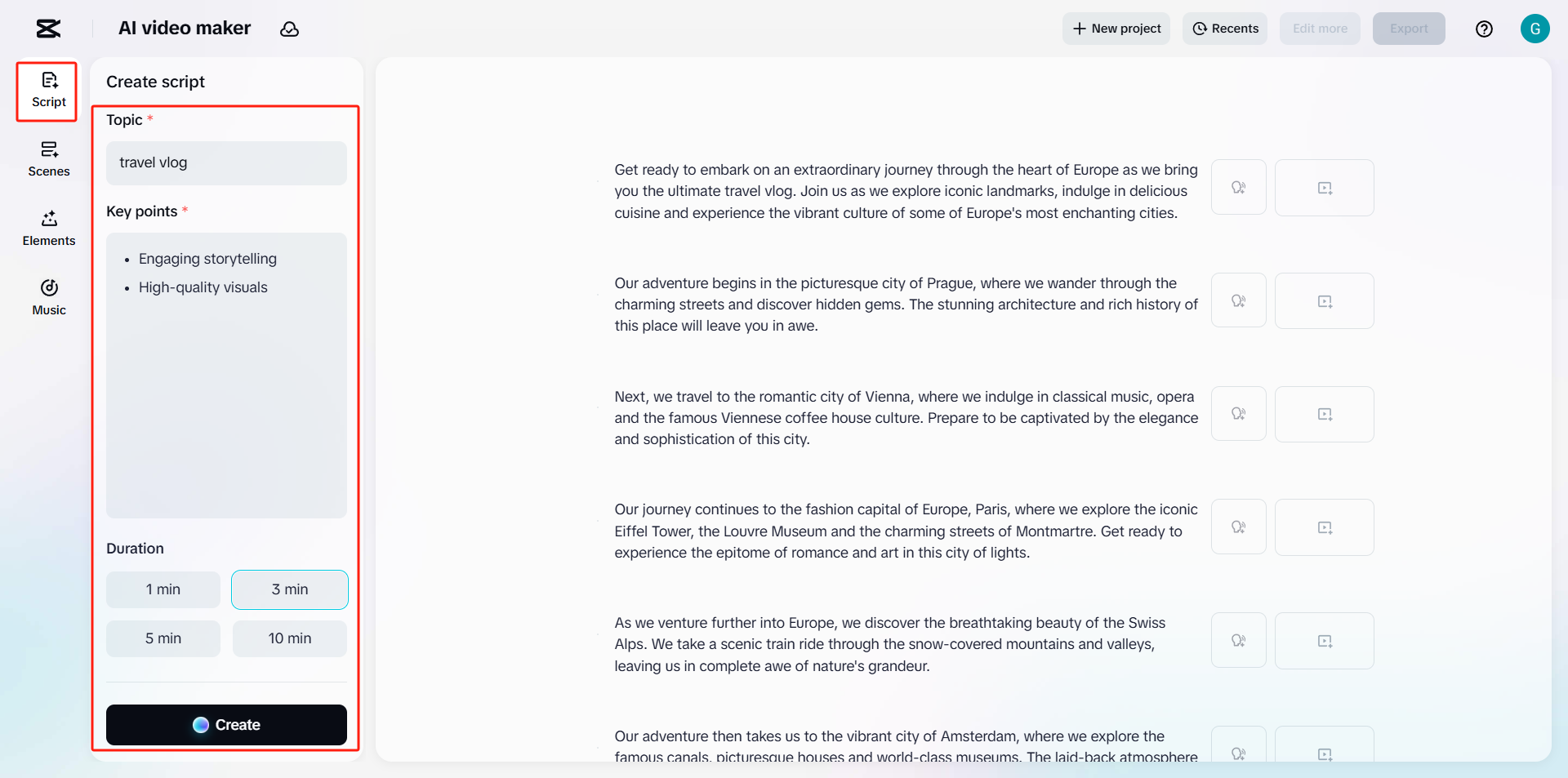 Enter or generate a script