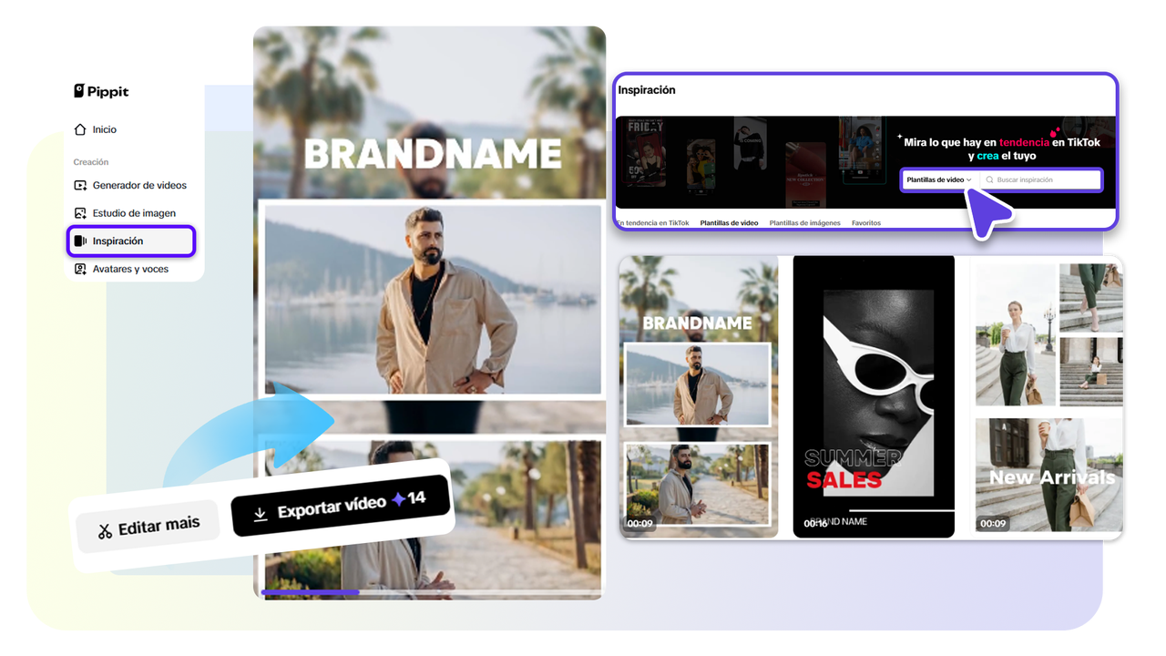 Utiliza las plantillas del panel para generar un video que se adapte a tu estilo.