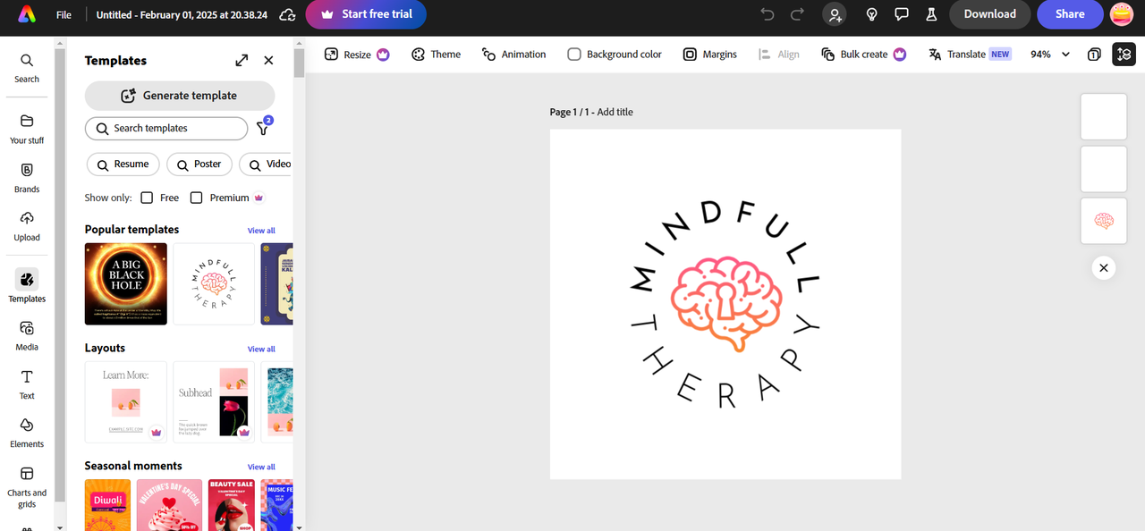Uso de Adobe Express para crear una imagen de perfil de YouTube