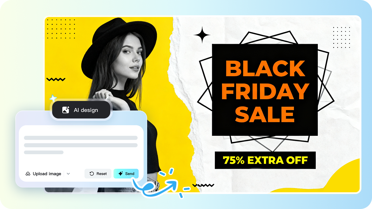  Γεννήτρια σχεδιασμού CapCut AI για banners πώλησης Black Friday