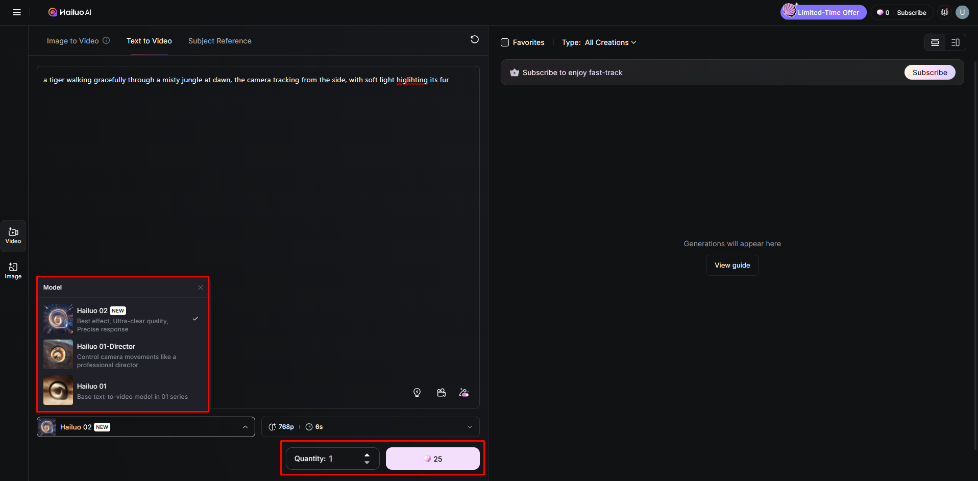 Generating a video from text with the Hailuo AI video generator