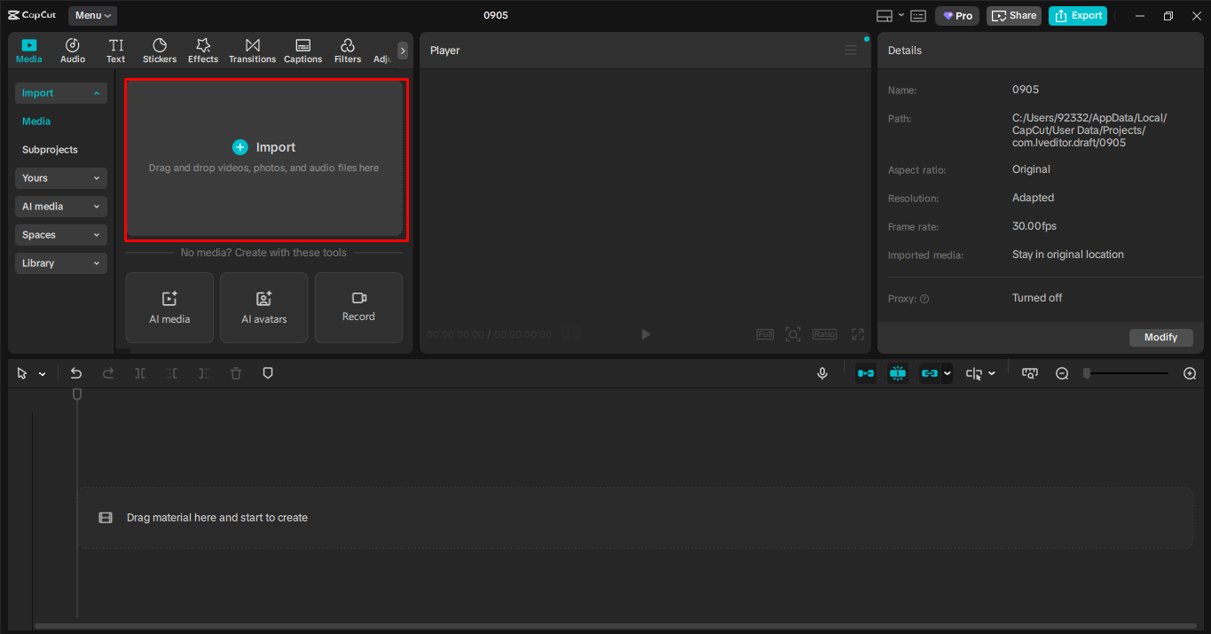 Como enviar o vídeo para o editor de vídeo de desktop CapCut