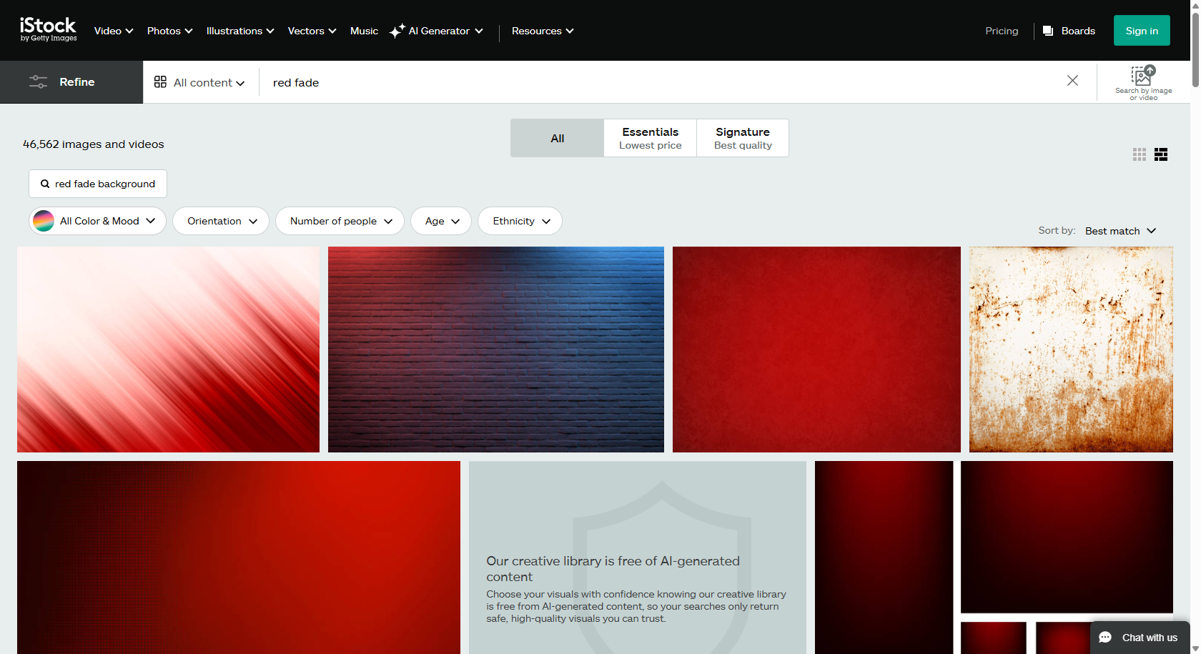iStock interface