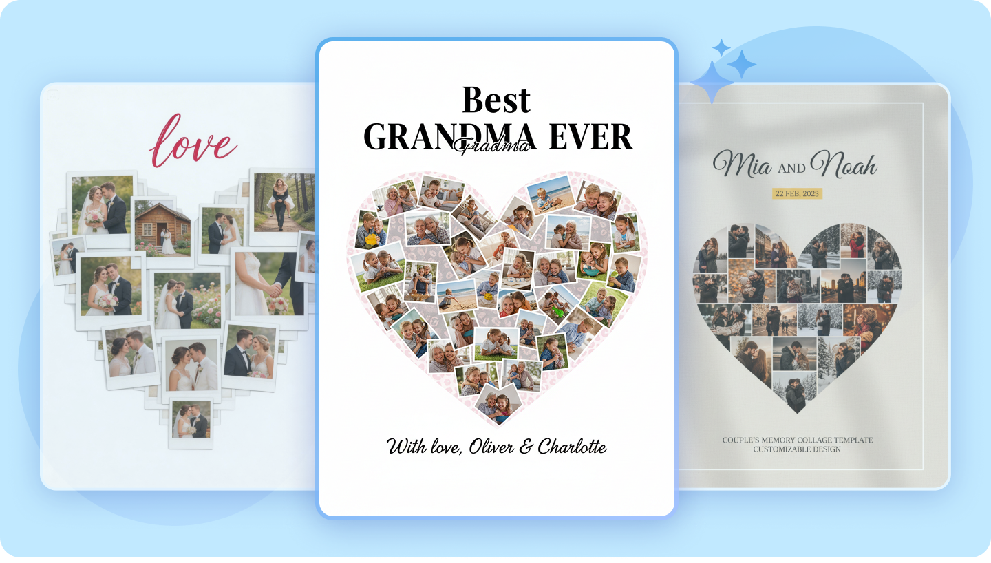 Collage de fotos en forma de corazón: captura momentos para siempre al instante