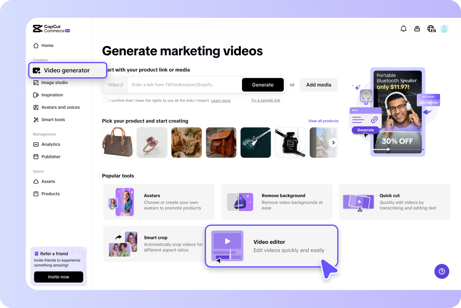 Go to the video generator