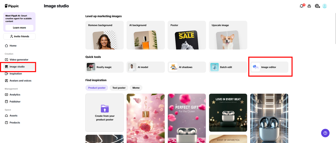 Use the Image editor and personalize your image