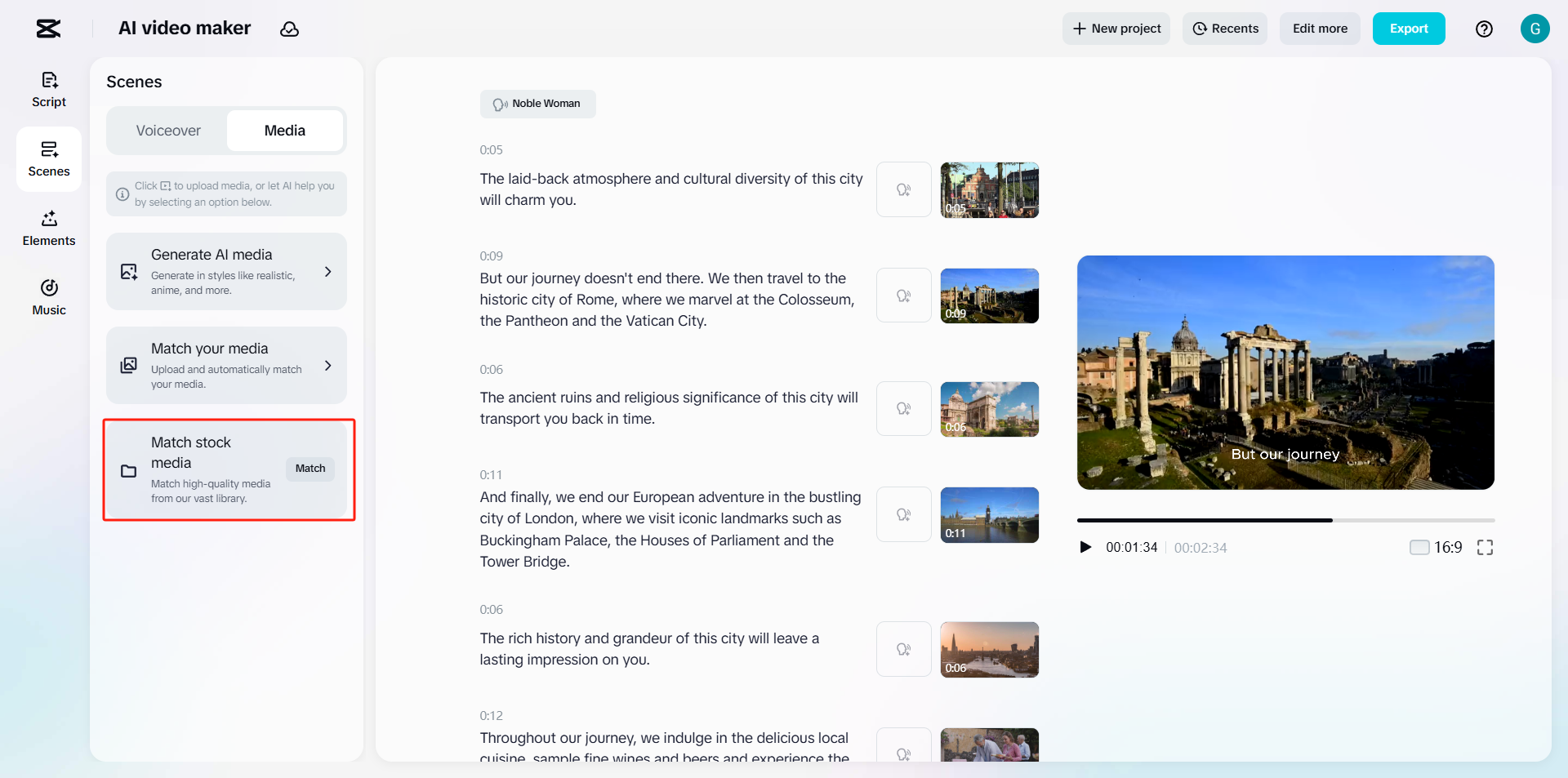 Accurate text to video