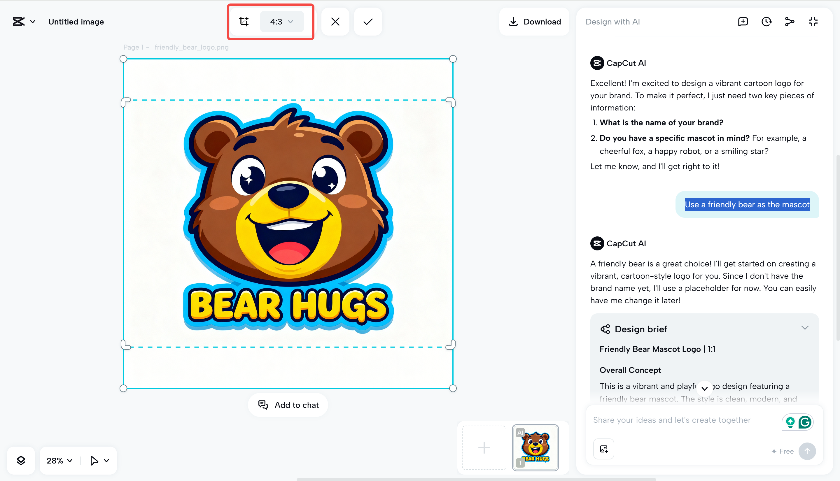 Anpassa logotypdesignen i CapCut Web