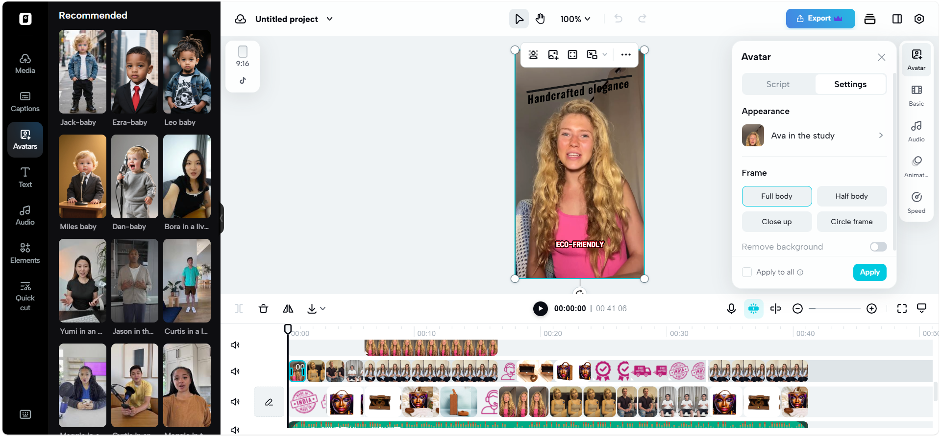 Editor de vídeos no Pippit