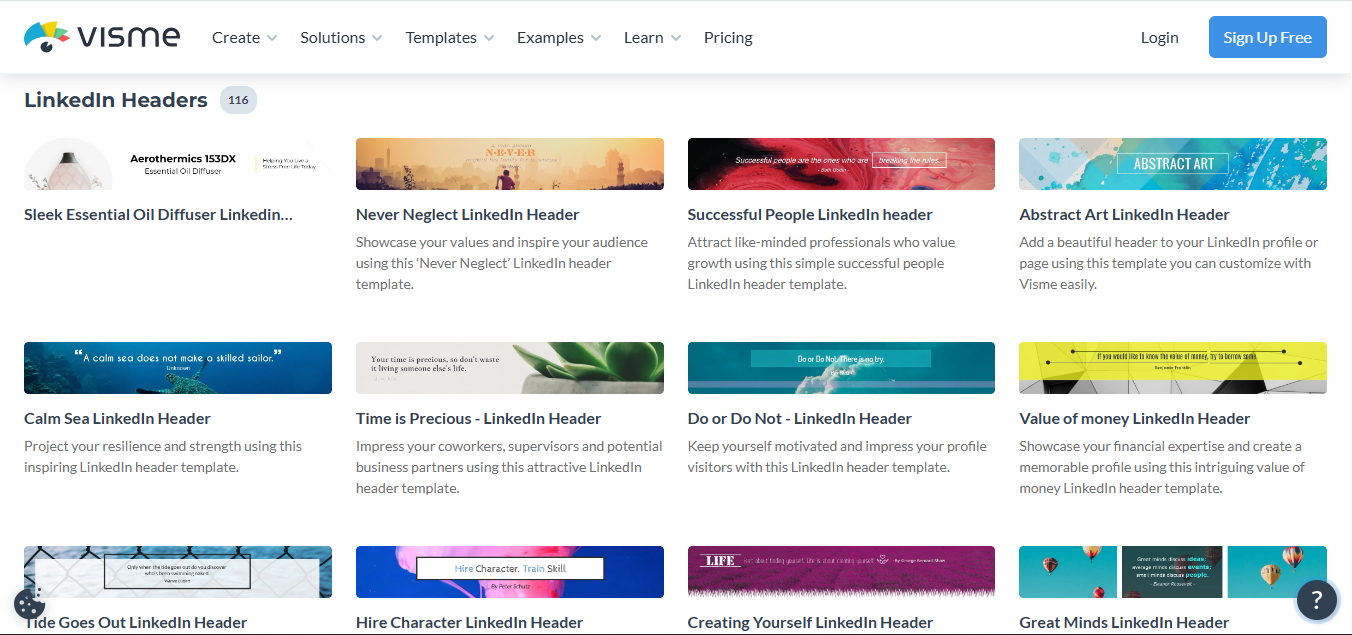 Visme - an all-in-one source for a variety of LinkedIn tech background photos