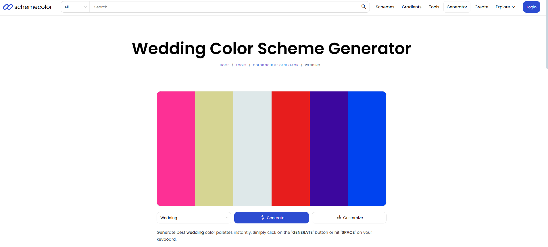 SchemeColor color palette generator