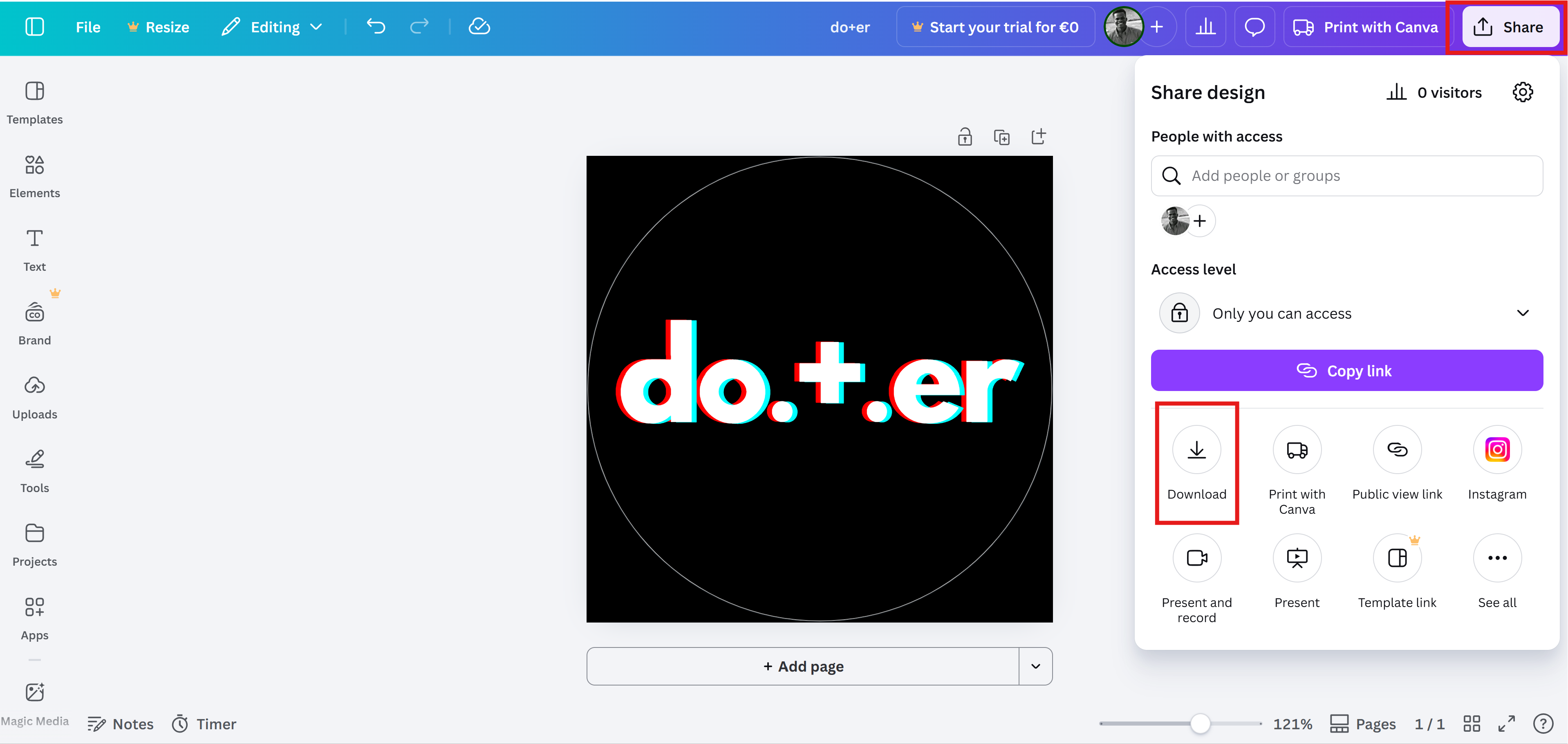 Download your sticker with canva