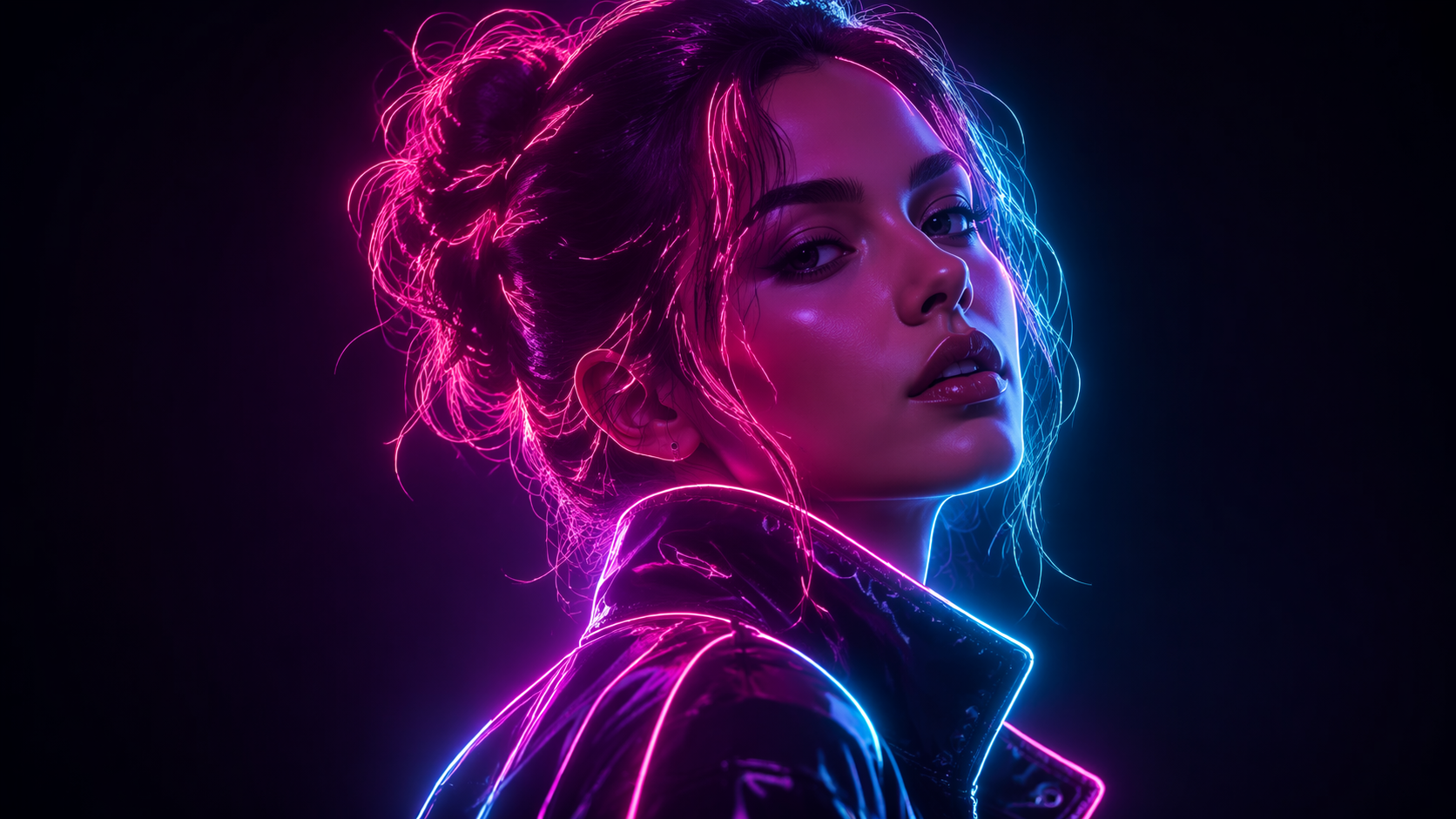 Dreamina AI Neonzeichenfilter Prompt Beispiel 1: Neon Night Portrait