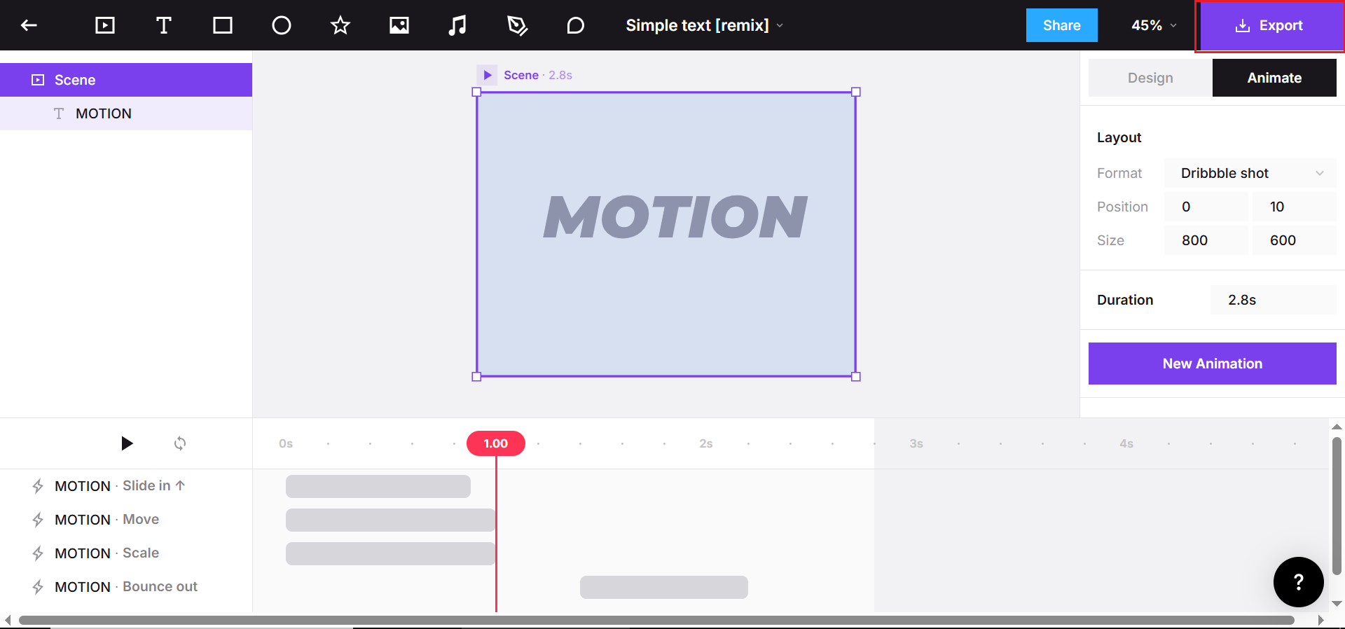 Export your kinetic animation