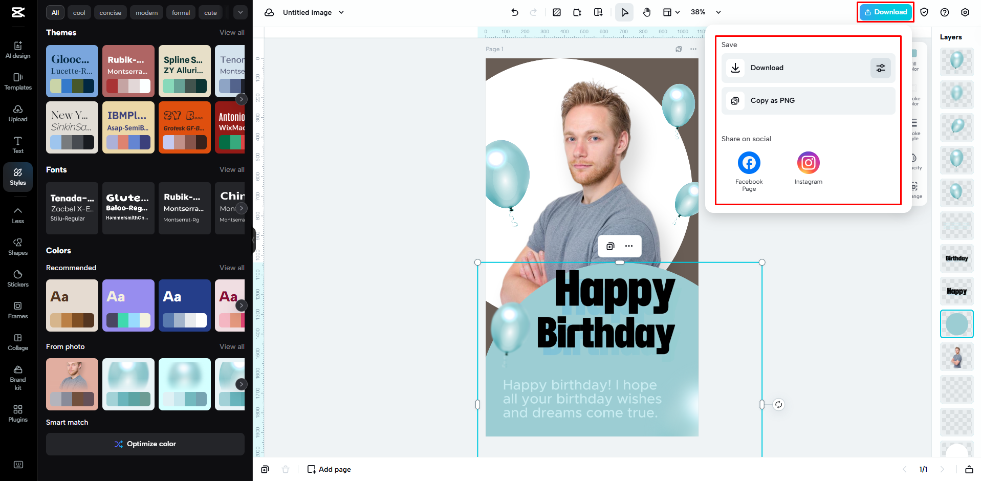 Downloading the background image from CapCut Web