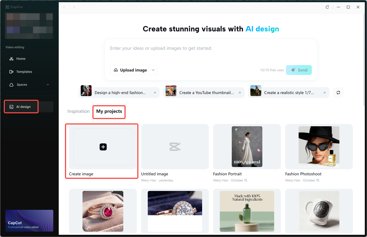 Accessing the AI Design Agent in the CapCut desktop video editor