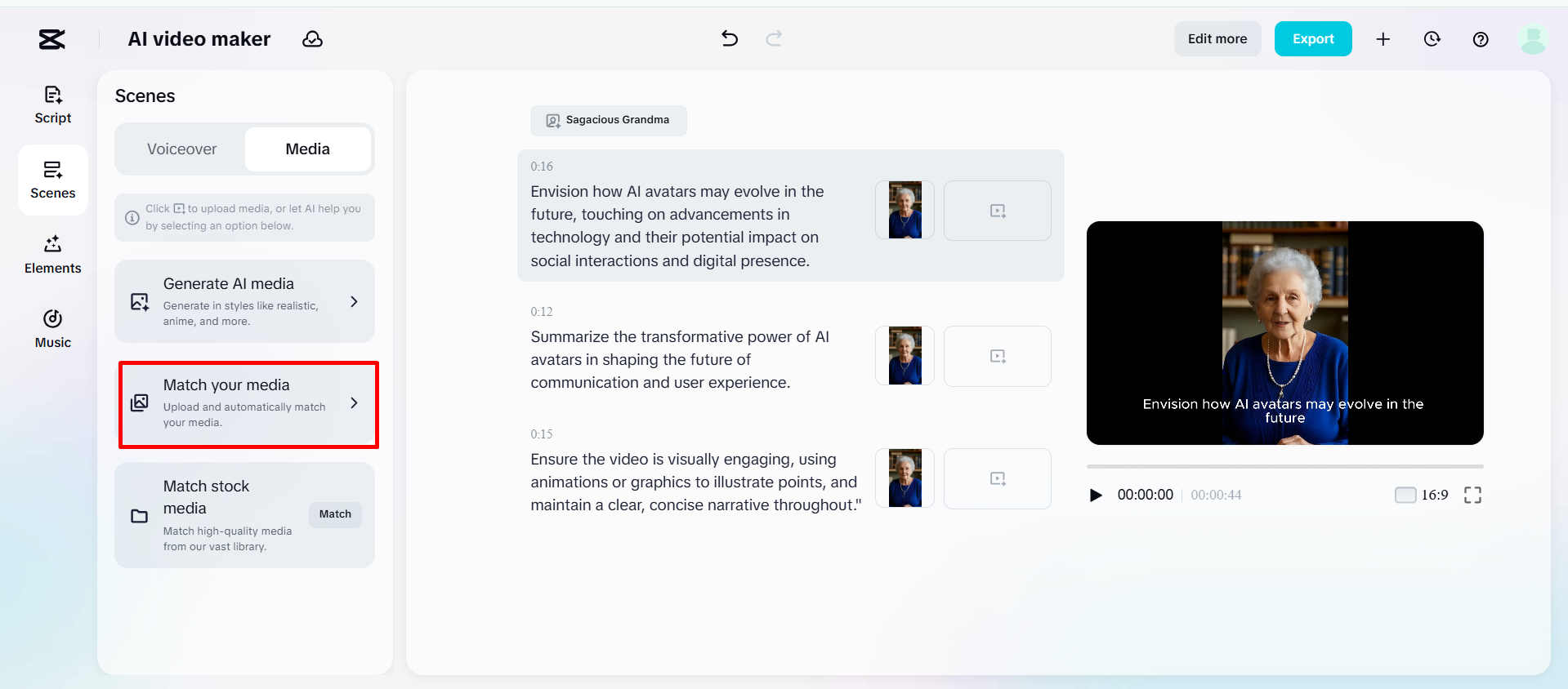Medien auf der CapCut Web ersetzen.