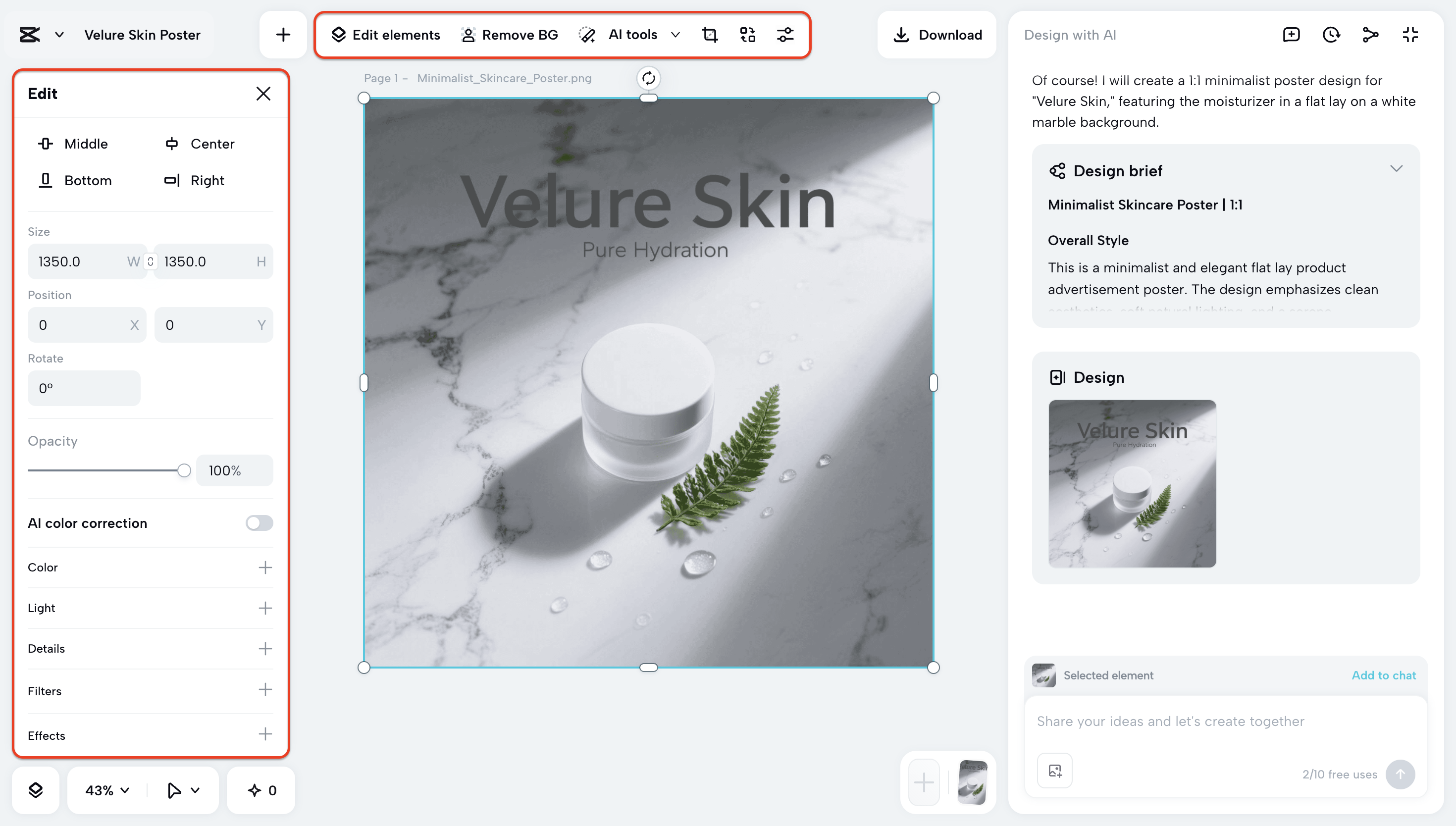 Edit image and tweak the prompts