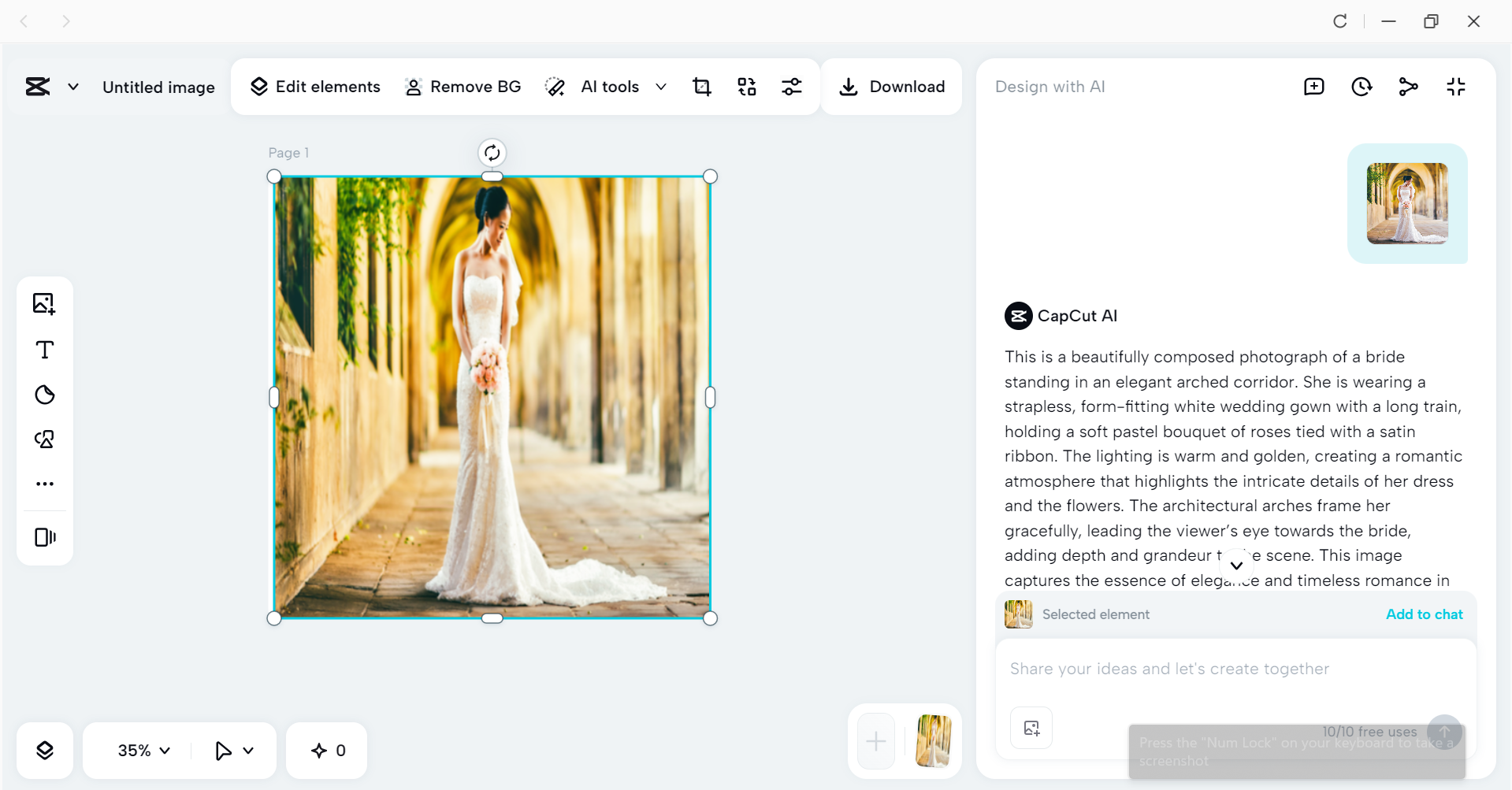 Interface of the CapCut desktop video editor - the best tool to upscale and refine wedding photos